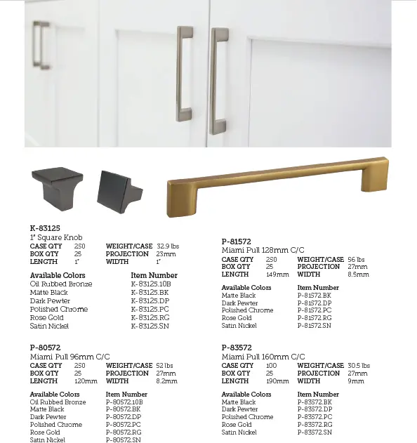 Miami Collection Cabinet Hardware